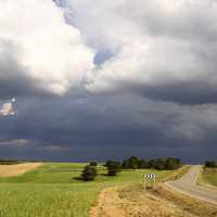 Heavy Clouds over the roads and landscape