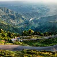 Hills and Mountains Landscape with roads