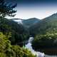 Horseshoe Bend landscape with mountains in forest