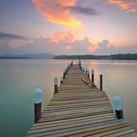 Landscape and seascape of dock into the water