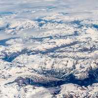 Landscape of snowy mountain tops