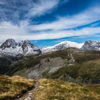 Landscapes and Mountain Peaks with Clouds in Aiguille de Mesure