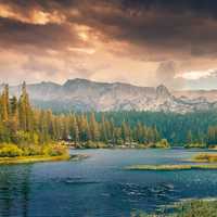 Landscapes with lake and clouds