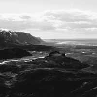 Monochrome Photo of Mountain landscape and sky