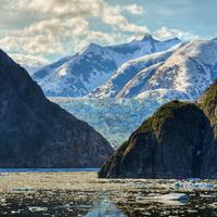 Mountain and Icy fjord landscape