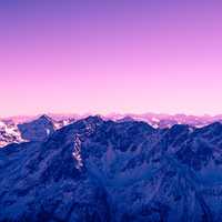 Mountain landscape under purple sky