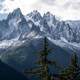 Mountain peaks, clouds, and landscape