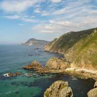 Mountainous coastline landscape and ocean