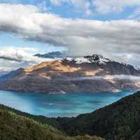 Mountains with lake majestic landscape