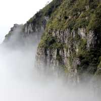 Mountainside Landscape in the fog
