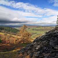 Mountainside, rocks, sky, and beautiful landscape