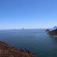 Ocean, islands, and hills landscape scenery