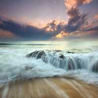 Ocean Landscape with water time-lapse