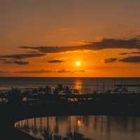 Orange Sunset on Waikiki in Hawaii