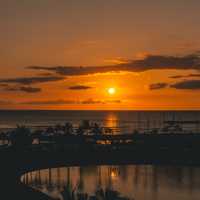 Orange Sunset on Waikiki in Hawaii