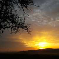 Orange Sunset over the Horizon