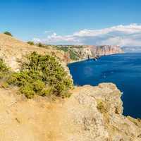 Overlook panoramic landscape of cliffs and seaside