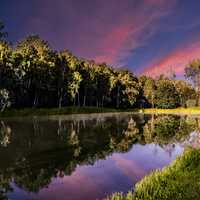 Pond landscape late in the day