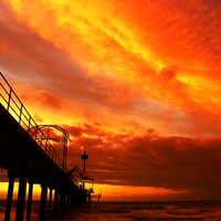 Red Skies over the sea and bridge