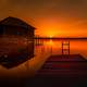 Red Sunset with house and docks