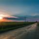 Roadway landscape during sunset