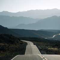 Roadway into the mountains at the Horizon