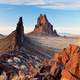 Rocky crags and peaks under the desert landscape