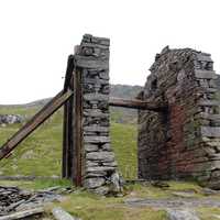 Ruins of a wind engine in the landscape