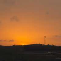 Rural Sunset with orange sky