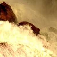 Rushing and falling water of a gigantic waterfall