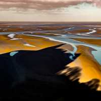 Sand and river landscape under the sky