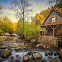 Scenic Millhouse with rushing water