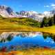 Scenic view of the Mountains and pond landscape