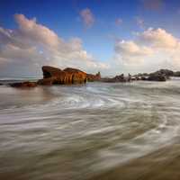 Scenic view of the seaside landscape and surf