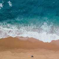 Shoreline of sand and ocean