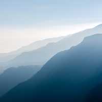 Silhouettes of Mountainsides in the mist