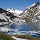 Snow covered mountains and lake