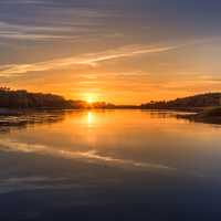 Sunset and orange skies on the Elbe