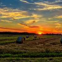 Sunset over the Horizon on the farmland