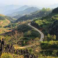 Twisting mountain road and landscape