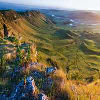 Warm sunlight shining in the valley