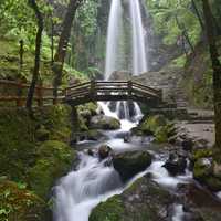 Waterfall Long Exposure with bridge and Stream