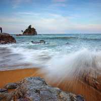 Waves crashing on the seashore