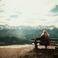 Woman watching the scenic mountains