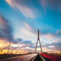 Bridge with dramatic sky and clouds