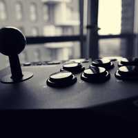 Closeup of gaming joystick