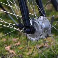 Closeup of spokes and the bike wheel