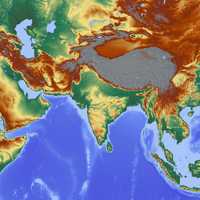 Elevation map of Asia