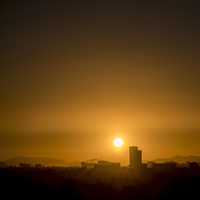 Yellow Sunset over the city