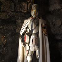 Fully armored and dressed up knight